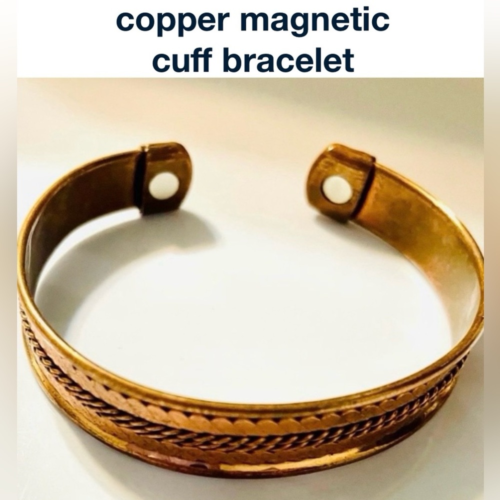 CUFF BRACELET Elegant Braided Gold-Tone/Copper magnet bracelet size 7” NEW